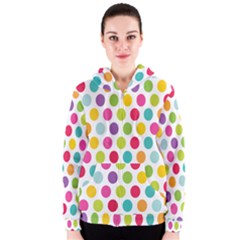 Polka Dot Yellow Green Blue Pink Purple Red Rainbow Color Women s Zipper Hoodie by Mariart