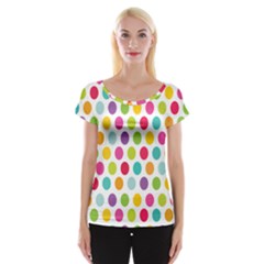 Polka Dot Yellow Green Blue Pink Purple Red Rainbow Color Women s Cap Sleeve Top by Mariart