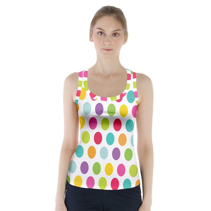 Polka Dot Yellow Green Blue Pink Purple Red Rainbow Color Racer Back Sports Top