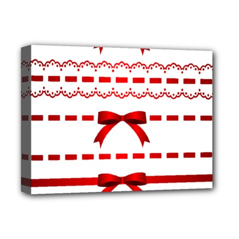 Ribbon Red Line Deluxe Canvas 16  X 12   by Mariart