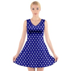 Rainbow Polka Dot Borders Colorful Resolution Wallpaper Blue Star V-neck Sleeveless Skater Dress by Mariart