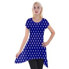 Rainbow Polka Dot Borders Colorful Resolution Wallpaper Blue Star Short Sleeve Side Drop Tunic by Mariart