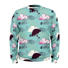 Rain Clouds Umbrella Blue Sky Pink Men s Sweatshirt by Mariart