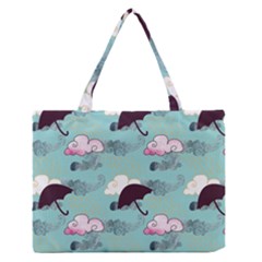 Rain Clouds Umbrella Blue Sky Pink Medium Zipper Tote Bag by Mariart