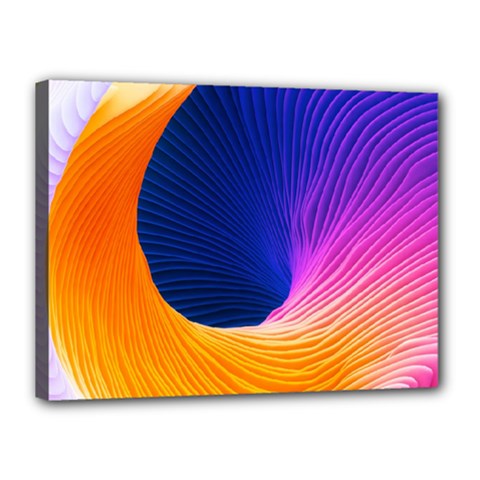 Wave Waves Chefron Color Blue Pink Orange White Red Purple Canvas 16  X 12  by Mariart