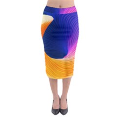 Wave Waves Chefron Color Blue Pink Orange White Red Purple Midi Pencil Skirt by Mariart