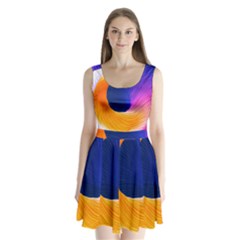 Wave Waves Chefron Color Blue Pink Orange White Red Purple Split Back Mini Dress  by Mariart