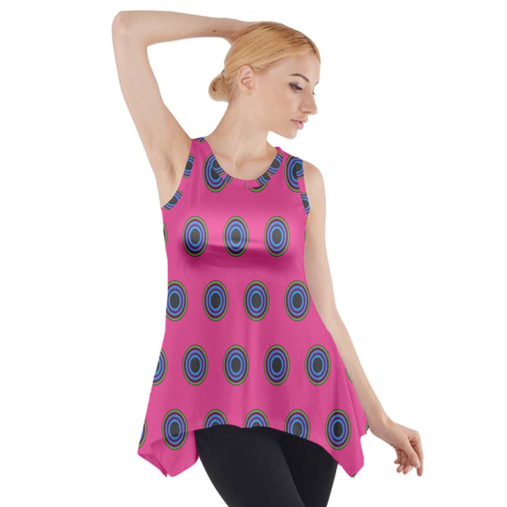 Polka Dot Circle Pink Purple Green Side Drop Tank Tunic