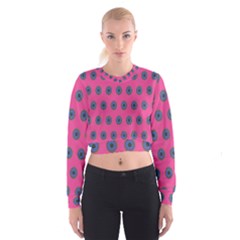 Polka Dot Circle Pink Purple Green Women s Cropped Sweatshirt