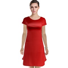 Red Gradient Fractal Backgroun Cap Sleeve Nightdress by Simbadda