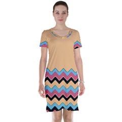 Chevrons Patterns Colorful Stripes Background Art Digital Short Sleeve Nightdress by Simbadda