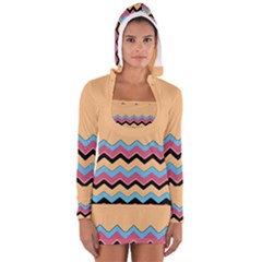 Chevrons Patterns Colorful Stripes Background Art Digital Women s Long Sleeve Hooded T-shirt by Simbadda