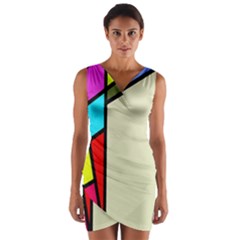 Digitally Created Abstract Page Border With Copyspace Wrap Front Bodycon Dress by Simbadda