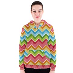 Colorful Background Of Chevrons Zigzag Pattern Women s Zipper Hoodie by Simbadda