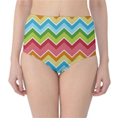 Colorful Background Of Chevrons Zigzag Pattern High-waist Bikini Bottoms by Simbadda