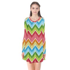 Colorful Background Of Chevrons Zigzag Pattern Flare Dress by Simbadda