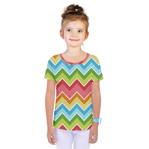 Colorful Background Of Chevrons Zigzag Pattern Kids  One Piece Tee by Simbadda