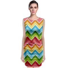 Colorful Background Of Chevrons Zigzag Pattern Sleeveless Velvet Midi Dress by Simbadda