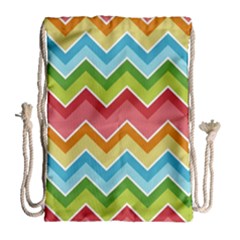 Colorful Background Of Chevrons Zigzag Pattern Drawstring Bag (large) by Simbadda