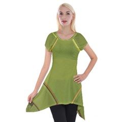 Fractal Green Diamonds Background Short Sleeve Side Drop Tunic by Simbadda