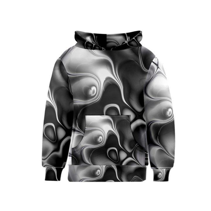 Fractal Black Liquid Art In 3d Glass Frame Kids  Pullover Hoodie