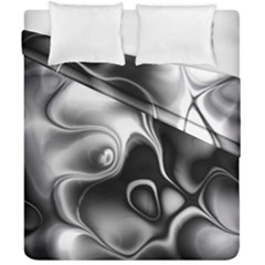 Fractal Black Liquid Art In 3d Glass Frame Duvet Cover Double Side (california King Size) by Simbadda