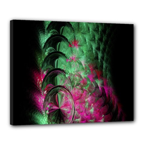 Pink And Green Shapes Make A Pretty Fractal Image Canvas 20  X 16  by Simbadda