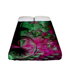 Pink And Green Shapes Make A Pretty Fractal Image Fitted Sheet (full/ Double Size) by Simbadda