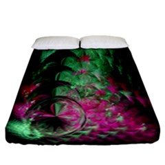 Pink And Green Shapes Make A Pretty Fractal Image Fitted Sheet (california King Size) by Simbadda