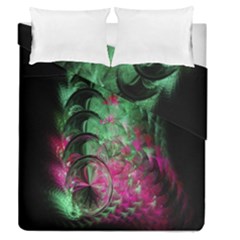 Pink And Green Shapes Make A Pretty Fractal Image Duvet Cover Double Side (queen Size) by Simbadda