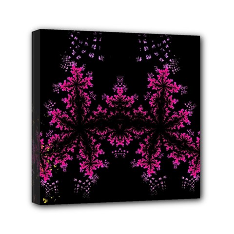 Violet Fractal On Black Background In 3d Glass Frame Mini Canvas 6  X 6  by Simbadda