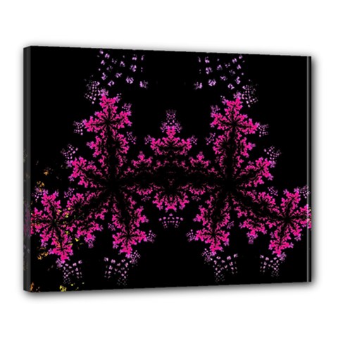 Violet Fractal On Black Background In 3d Glass Frame Canvas 20  X 16  by Simbadda