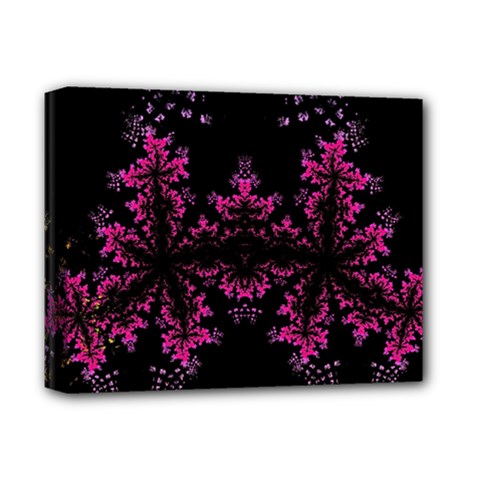 Violet Fractal On Black Background In 3d Glass Frame Deluxe Canvas 14  X 11  by Simbadda