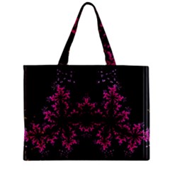 Violet Fractal On Black Background In 3d Glass Frame Zipper Mini Tote Bag