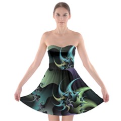 Fractal Image With Sharp Wheels Strapless Bra Top Dress by Simbadda