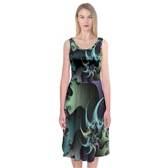 Fractal Image With Sharp Wheels Midi Sleeveless Dress by Simbadda