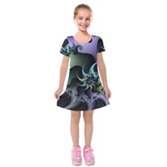 Fractal Image With Sharp Wheels Kids  Short Sleeve Velvet Dress by Simbadda