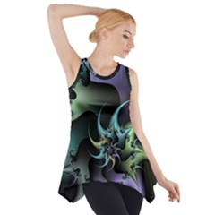 Fractal Image With Sharp Wheels Side Drop Tank Tunic by Simbadda