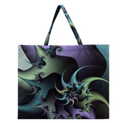 Fractal Image With Sharp Wheels Zipper Large Tote Bag by Simbadda