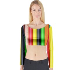 Stripes Colorful Striped Background Wallpaper Pattern Long Sleeve Crop Top by Simbadda