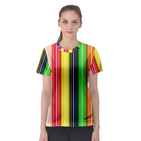 Stripes Colorful Striped Background Wallpaper Pattern Women s Sport Mesh Tee by Simbadda