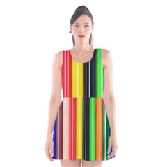 Stripes Colorful Striped Background Wallpaper Pattern Scoop Neck Skater Dress by Simbadda