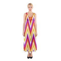 Colorful Chevrons Zigzag Pattern Seamless Sleeveless Maxi Dress by Simbadda