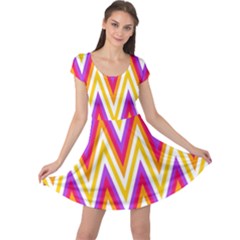 Colorful Chevrons Zigzag Pattern Seamless Cap Sleeve Dresses by Simbadda