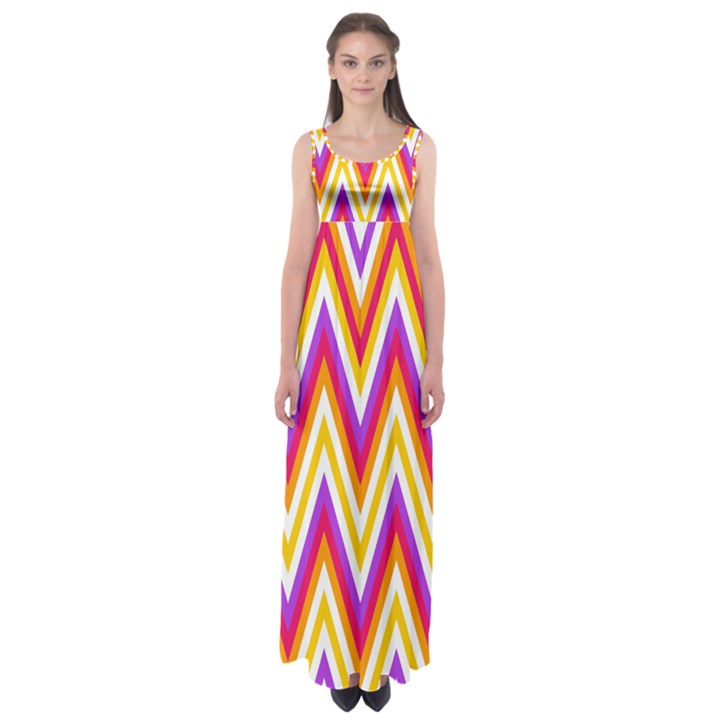 Colorful Chevrons Zigzag Pattern Seamless Empire Waist Maxi Dress