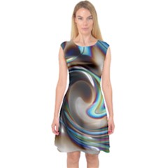 Twirl Liquid Crystal Capsleeve Midi Dress by Simbadda