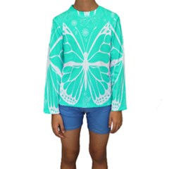 Butterfly Cut Out Flowers Kids  Long Sleeve Swimwear by Simbadda