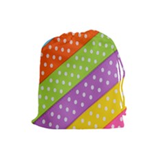 Colorful Easter Ribbon Background Drawstring Pouches (large)  by Simbadda