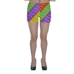 Colorful Easter Ribbon Background Skinny Shorts by Simbadda