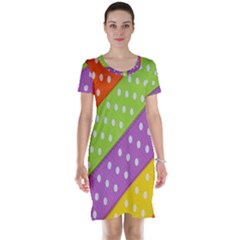 Colorful Easter Ribbon Background Short Sleeve Nightdress by Simbadda